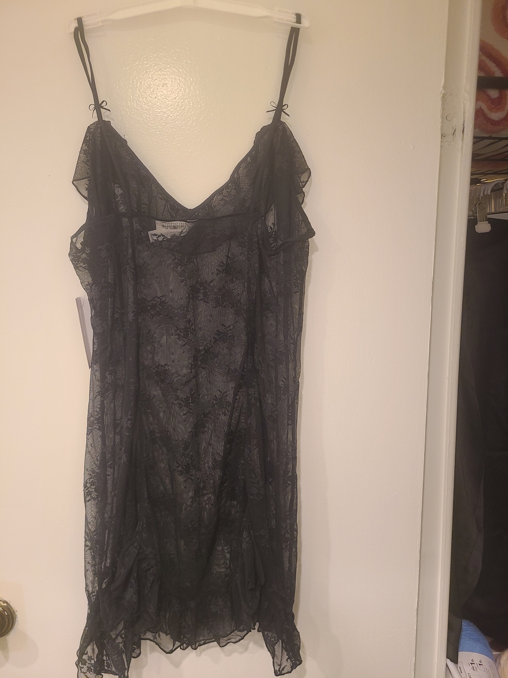wild fable Black Sheer Lace Ruffle Chemise - Picture 2 of 3